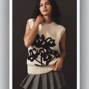 ANTHROPOLOGIE MAEVE flower colorblocked sweater vest